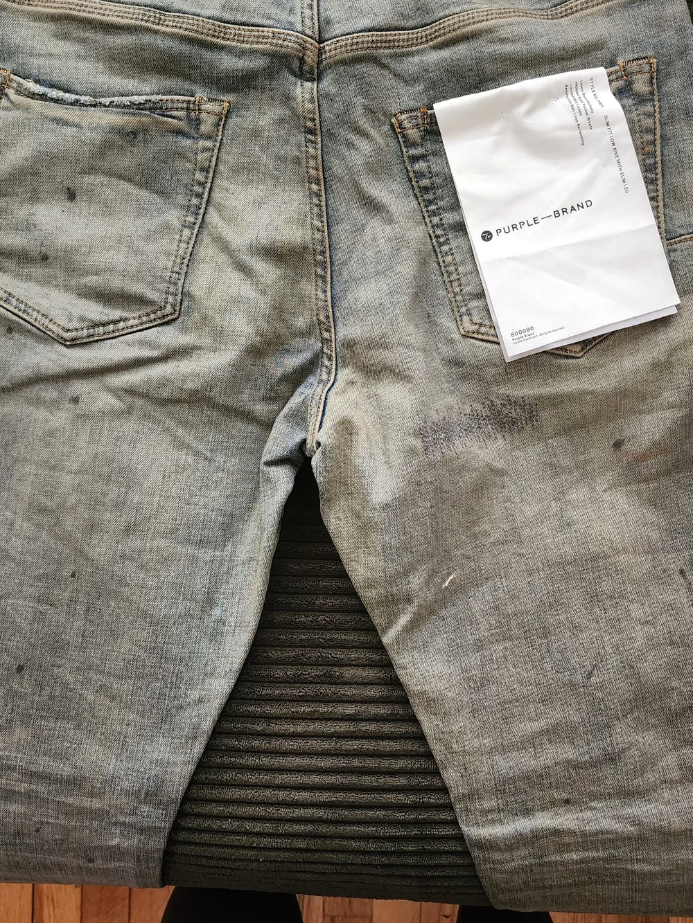 Men's Skinny Light Blue Washed Jeans - PURPLE
